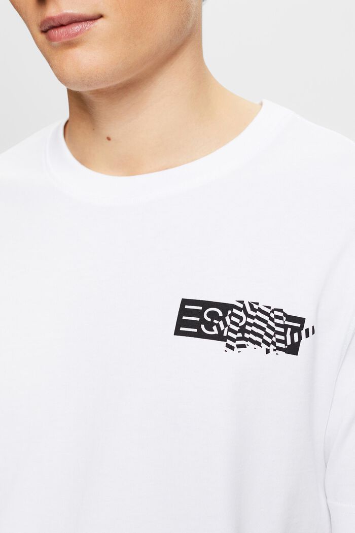 Graafinen t-paita puuvillajerseytä, WHITE, detail image number 3