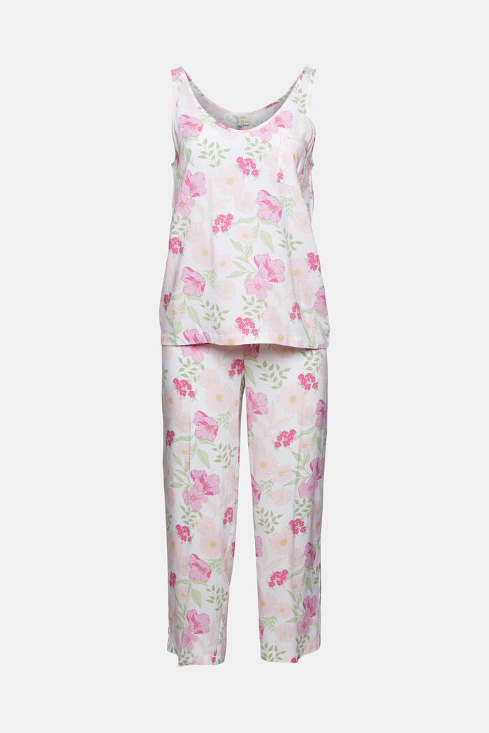 Kukkakuvioitu pyjama, LENZING™ ECOVERO™, WHITE, overview