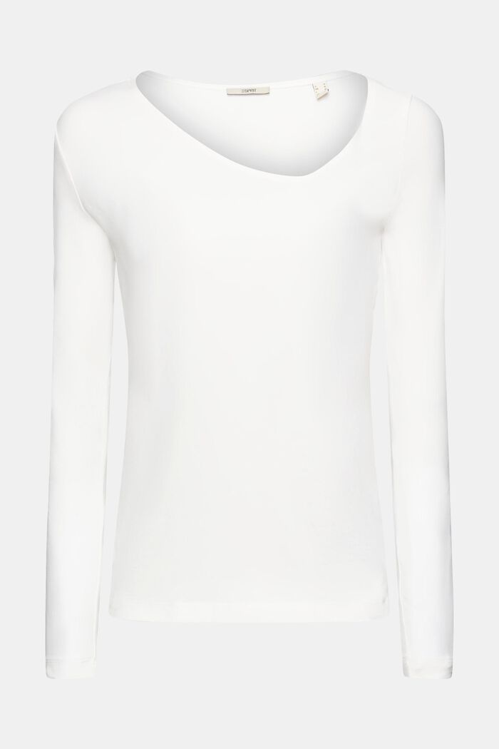 Pitkähihainen paita epäsymmetrisellä pääntiellä, OFF WHITE, detail image number 5