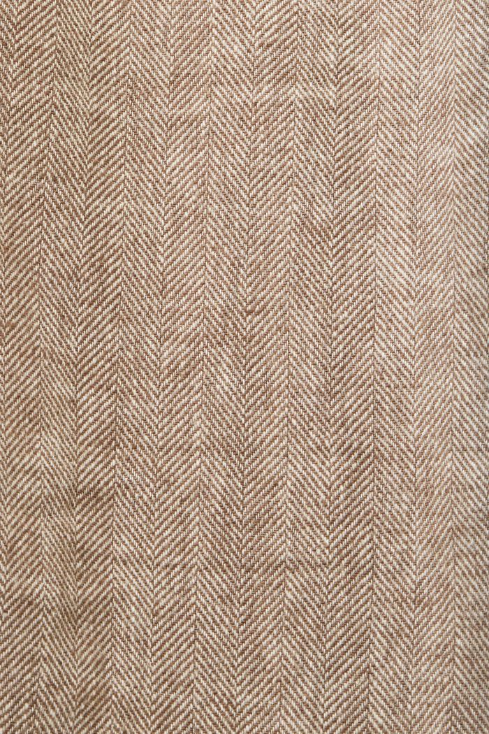 Kalanruotokuvioidut housut puuvilla-pellavasekoitetta, DARK BROWN, detail image number 6