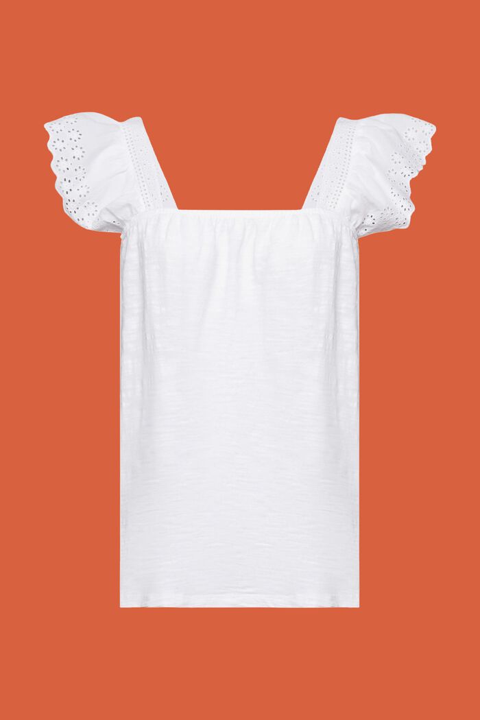 Jersey-t-paita, jossa kirjaillut hihat, WHITE, detail image number 5