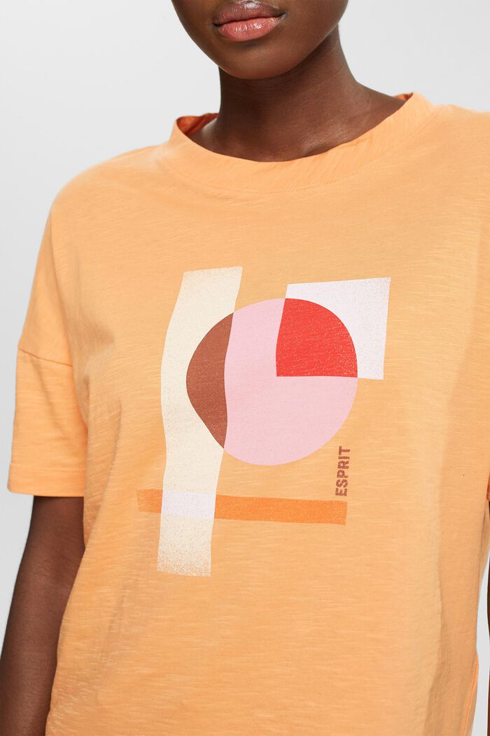 Geometrisesti kuvioitu puuvillainen t-paita, GOLDEN ORANGE, detail image number 2