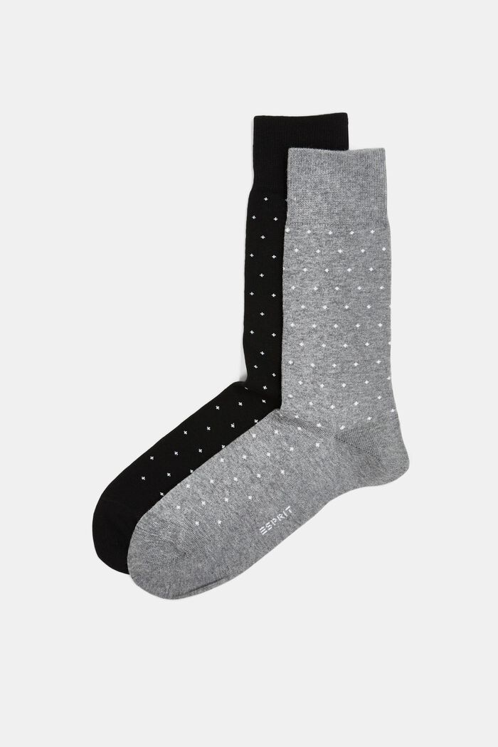 Kahdet pilkkukuvioiset sukat, luomupuuvillaa, BLACK/GREY, detail image number 0