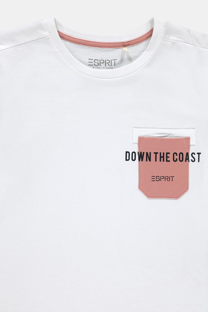 Rintataskullinen T-paita 100 % puuvillaa, WHITE, detail image number 2
