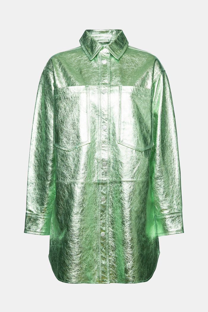 Metallinhohtoisesti pinnoitettu paitatakki, LIGHT AQUA GREEN, detail image number 7