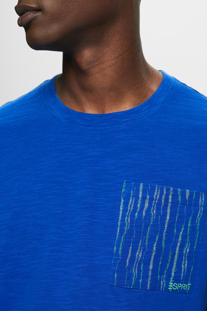 T-paita slub-puuvillaa, taskussa logomerkki, BRIGHT BLUE, detail image number 3