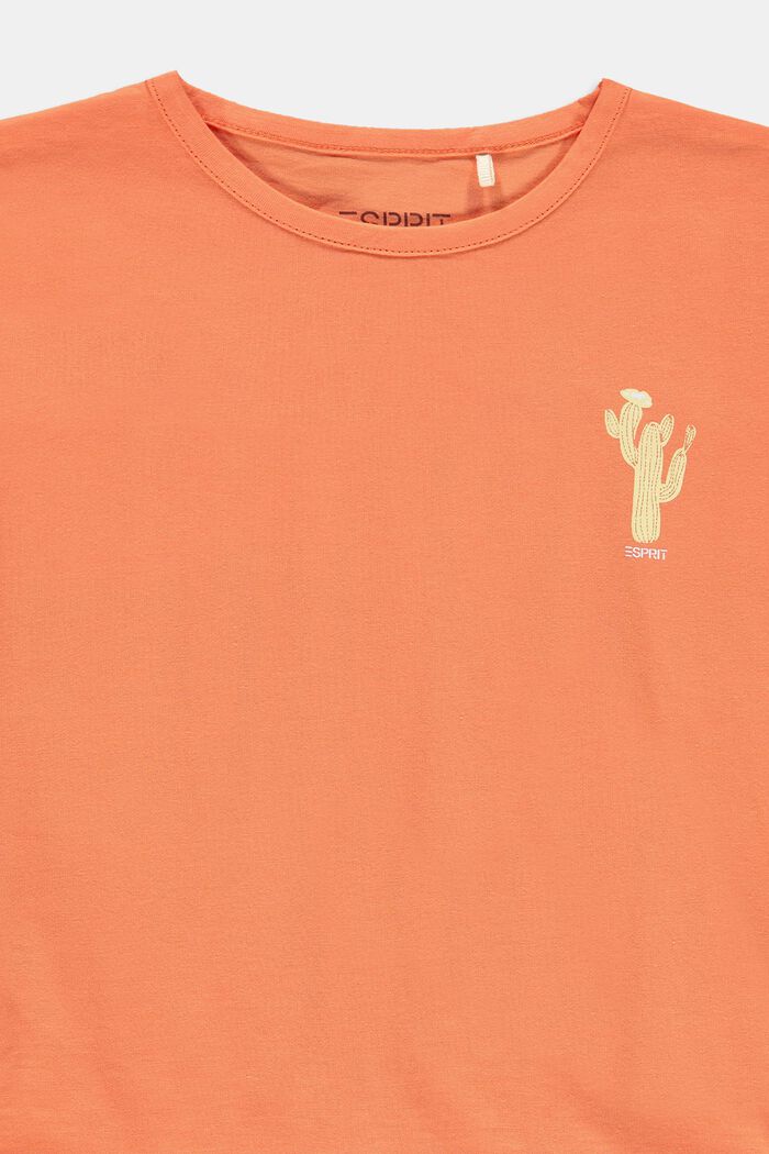 Kaktuskuvioitu T-paita, jossa rullareunat, PEACH, detail image number 2