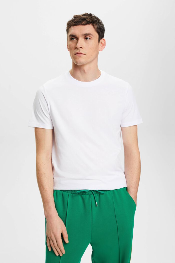 Slim fit -mallinen T-paita puuvillaa, WHITE, detail image number 0
