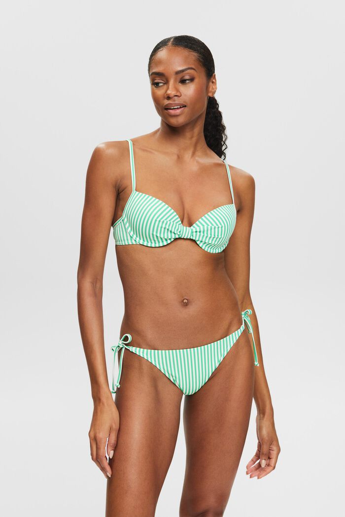 Raidallinen, sivusta solmittava bikinialaosa, GREEN, detail image number 0