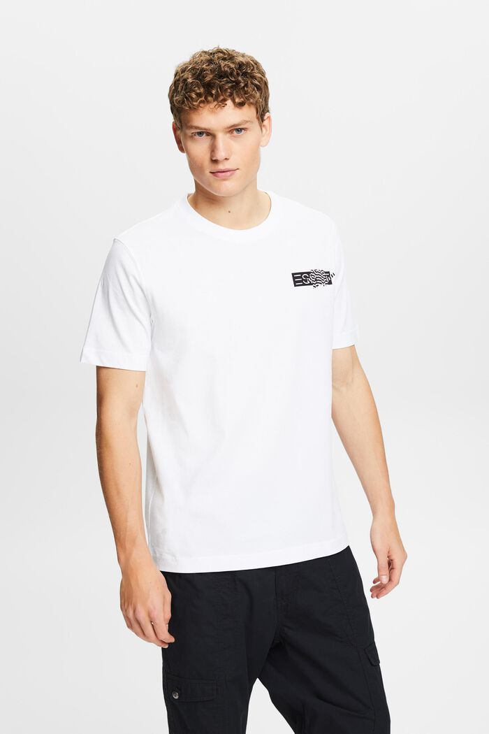 Graafinen t-paita puuvillajerseytä, WHITE, detail image number 0