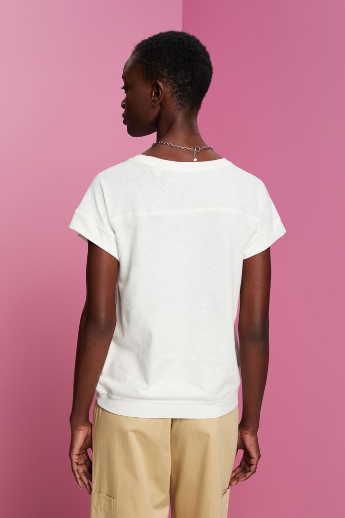 T-paita puuvillan ja pellavan sekoitetta, OFF WHITE, detail image number 3