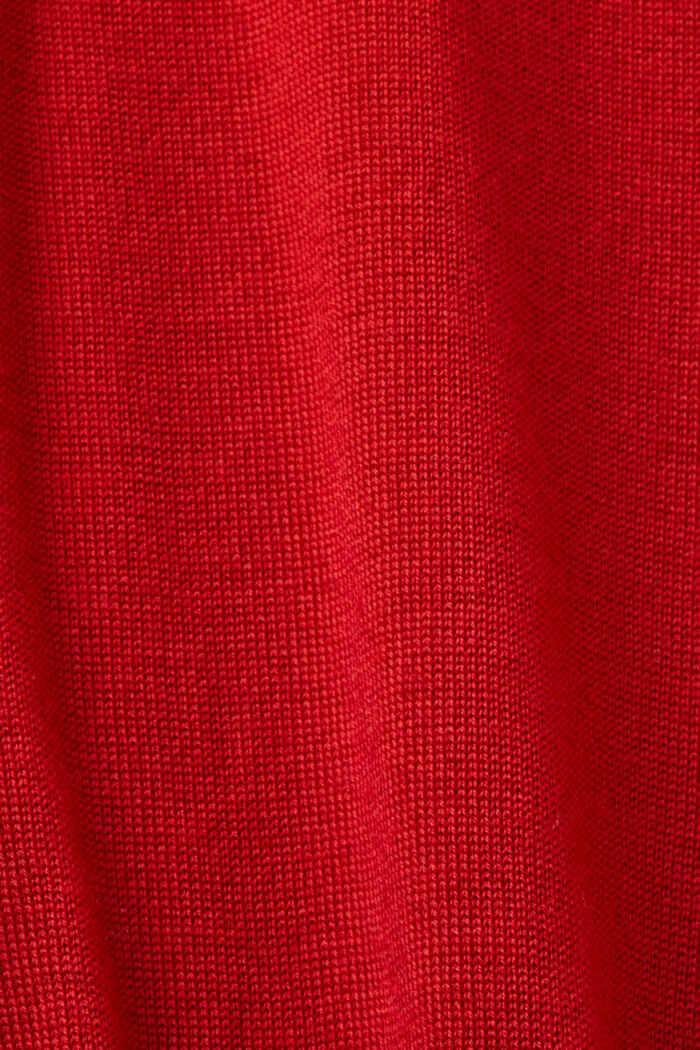 Poolokauluksellinen collegepaita merinovillaa, DARK RED, detail image number 5