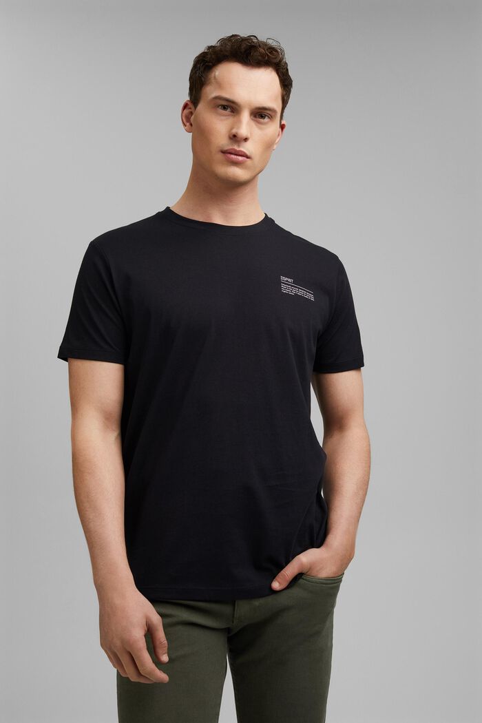 Printtikuvioitu jersey-t-paita, 100 % luomupuuvillaa, BLACK, detail image number 0