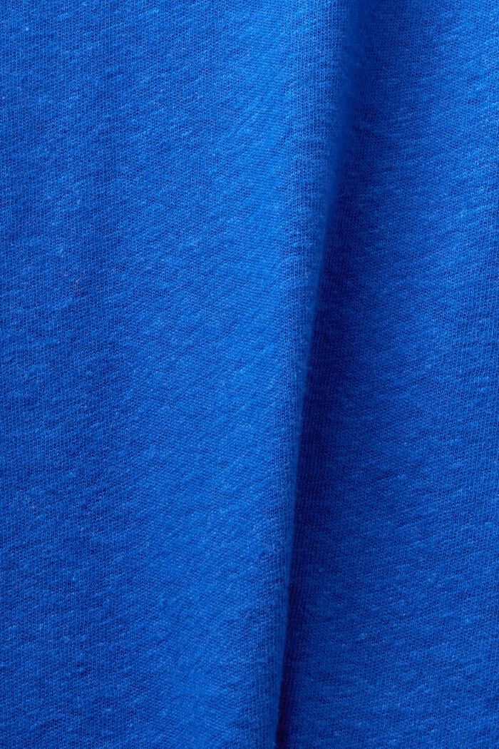 T-paita puuvillapellavaa, V-pääntie, BRIGHT BLUE, detail image number 4