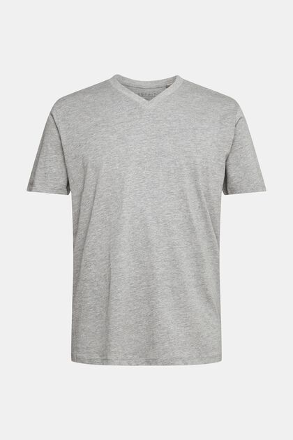 Jersey T-paita, V-pääntie, MEDIUM GREY, overview