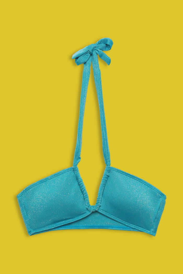 Kimaltava bandeau-bikiniyläosa, TEAL BLUE, detail image number 4
