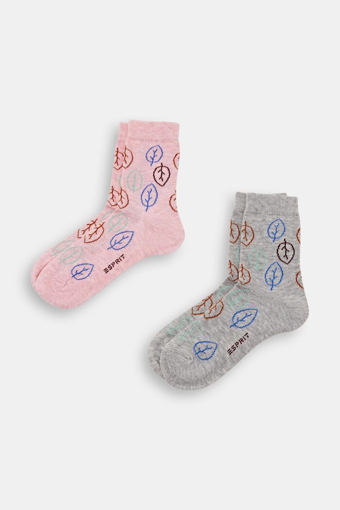 Lasten lehtikuvioiset sukat, PINK/GREY, detail image number 0