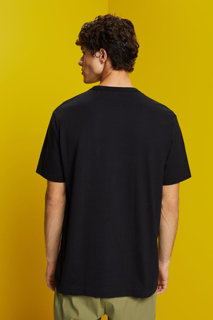 Jersey-t-paita 100 % puuvillaa, rinnan kohdalla painatus, BLACK, detail image number 3