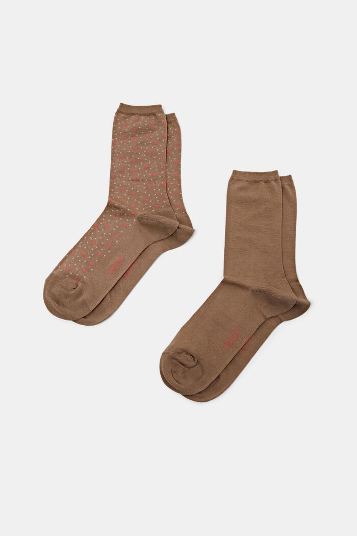 Luomupuuvillasta valmistetut sukat tuplapakkauksessa, BROWN, detail image number 1