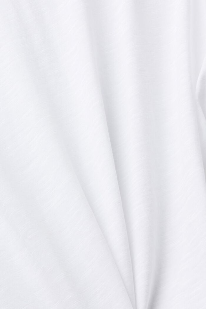 Koristeellisesti tikattu, puuvillainen T-paita, jossa V-pääntie, WHITE, detail image number 5