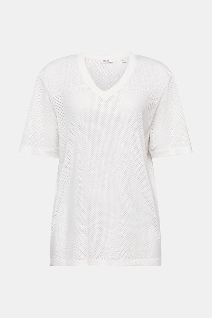 Reikäneule-T-paita, V-pääntie, OFF WHITE, detail image number 5