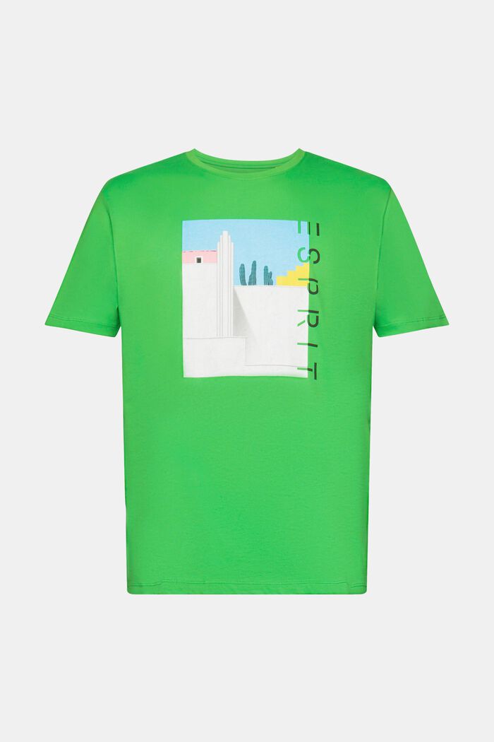 Puuvillainen t-paita, jossa printti edessä, GREEN, detail image number 6