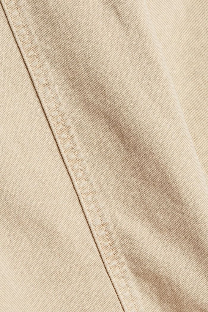 Luomupuuvillasta valmistetut housut, joissa paperbag-vyötärö, BEIGE, detail image number 4