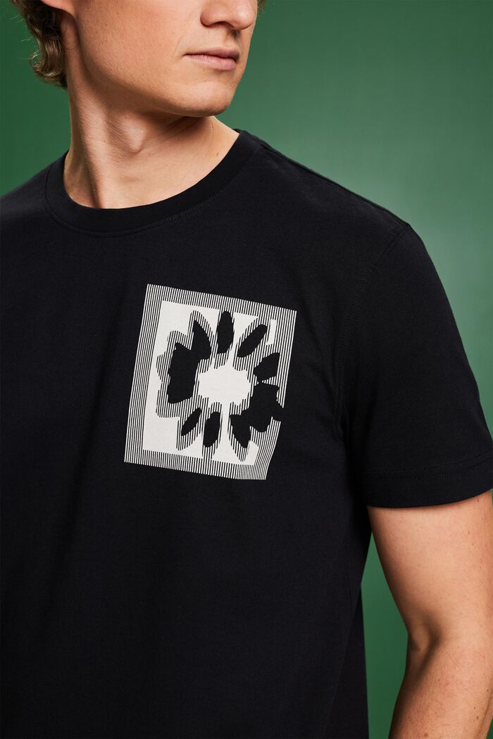 Kukkakuvioitu logollinen t-paita, BLACK, detail image number 3