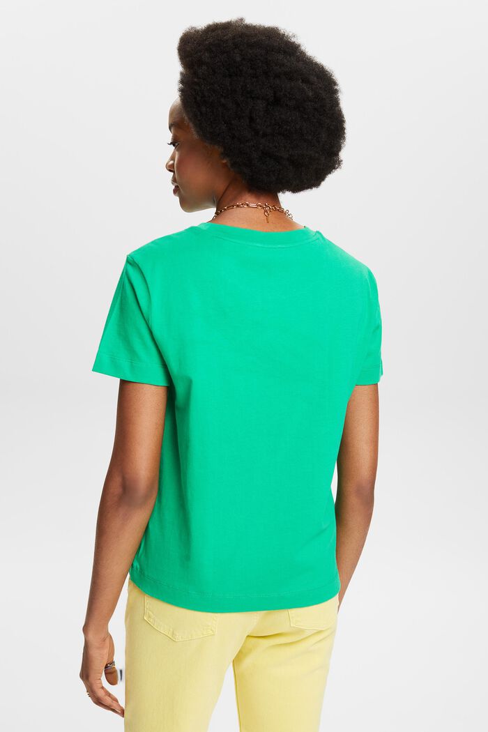 T-paita puuvillaa, pyöreä pääntie, GREEN, detail image number 2