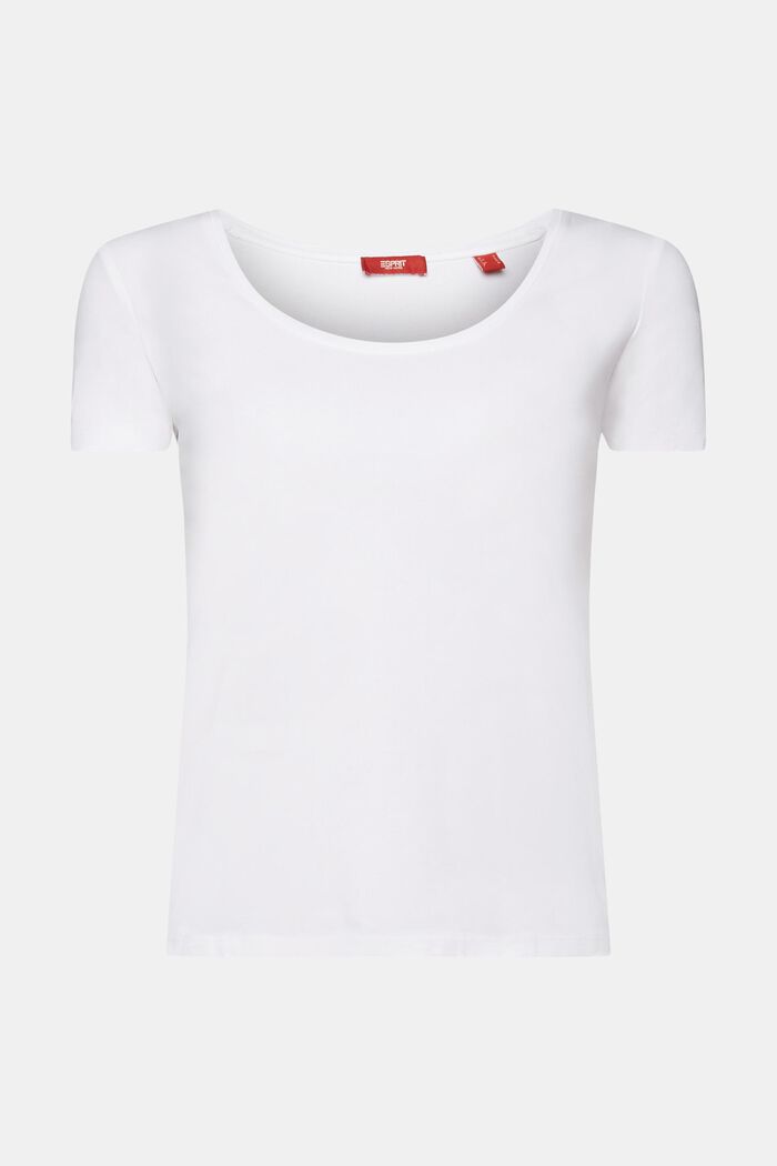 T-paita, jossa syvä, pyöreä pääntie, WHITE, detail image number 6