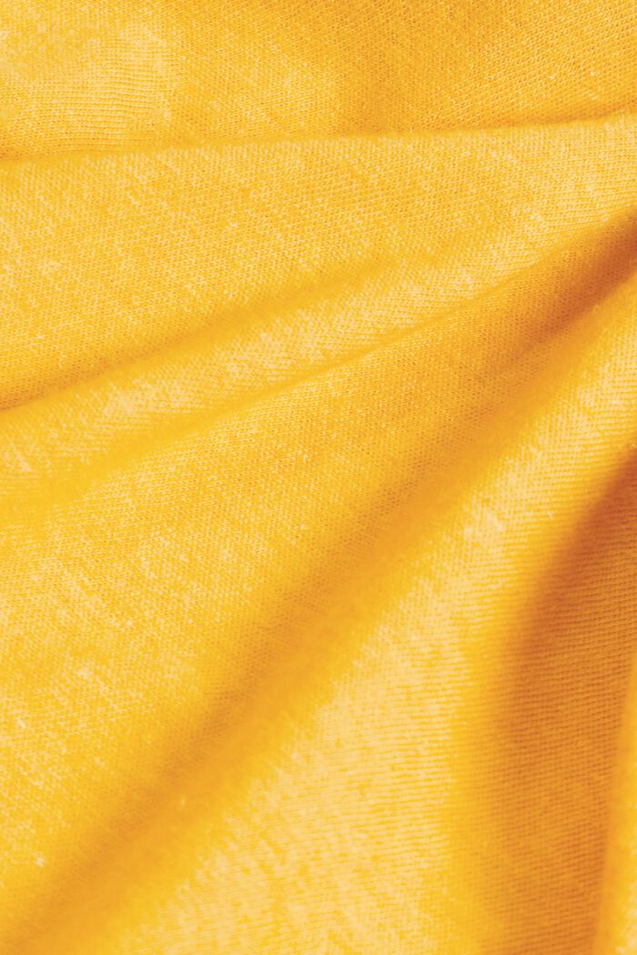 Puuvilla-pellavasekoitteesta valmistettu T-paita, jossa pyöreä pääntie, SUNFLOWER YELLOW, detail image number 5