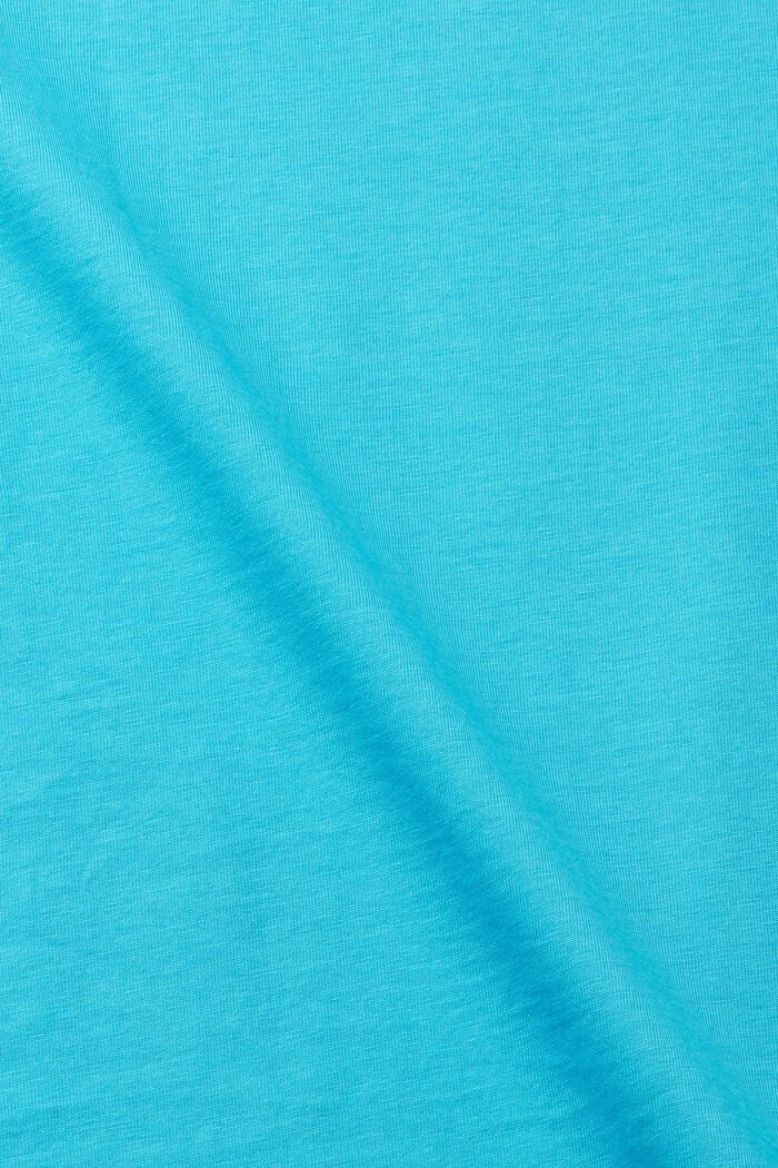 V-aukkoinen T-paita puuvillaa, slim fit -malli, AQUA GREEN, detail image number 4