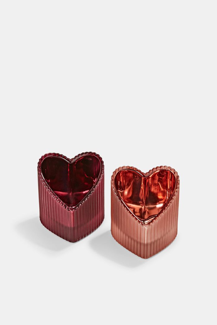 2 kpl sydämenmuotoisia kynttilälaseja, RED, detail image number 0