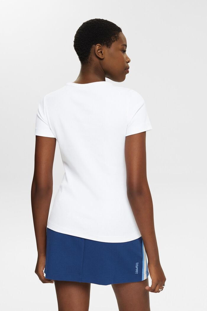 Ribbineulos-t-paita pyöreällä pääntiellä, WHITE, detail image number 3