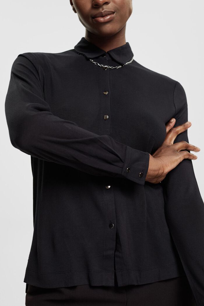 Napillinen pitkähihainen paita, LENZING™ ECOVERO™, BLACK, detail image number 0
