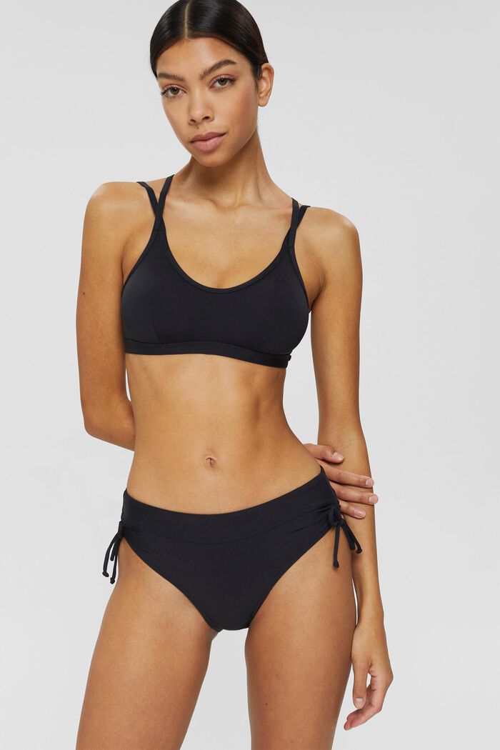 Kierrätettyä: bikinihousut, joissa rypytykset, BLACK, detail image number 0