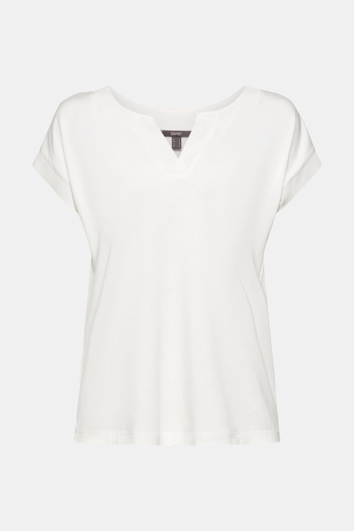 Lyocellia sisältävä T-paita, jossa sifonkisomisteita, OFF WHITE, detail image number 0