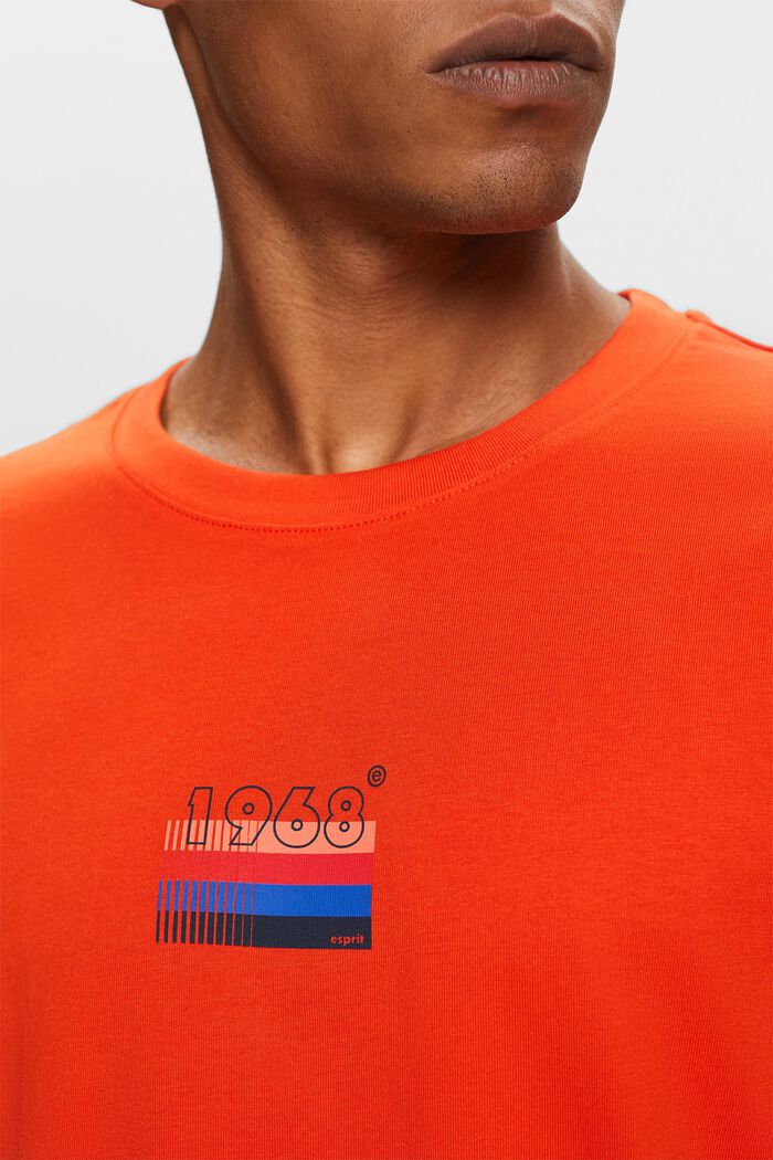 Painokuvioitu jersey-T-paita 100 % puuvillaa, BRIGHT ORANGE, detail image number 2