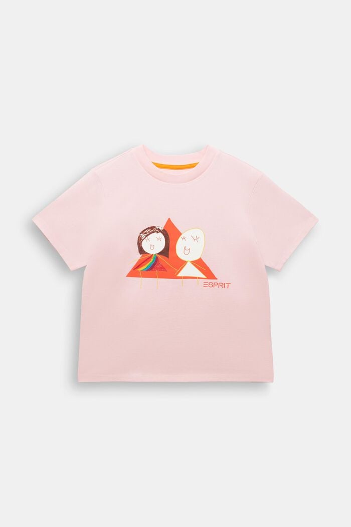 Graafinen t-paita puuvillajerseytä, PASTEL PINK, detail image number 2