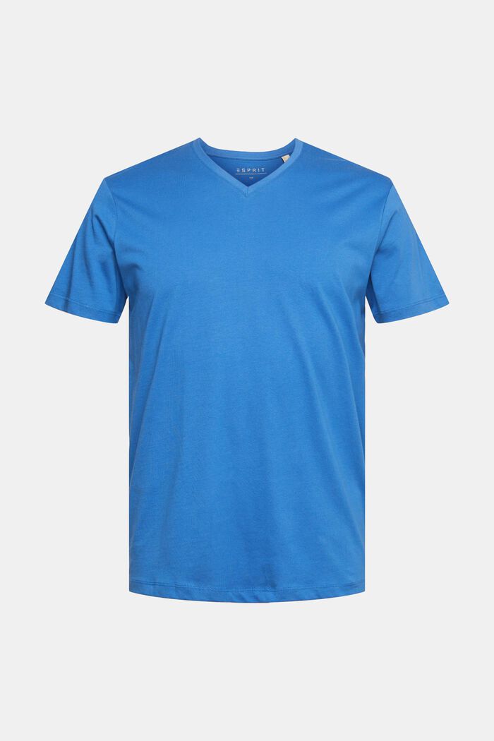 Vastuullisesta puuvillasta valmistettu T-paita, jossa V-pääntie, BLUE, detail image number 6