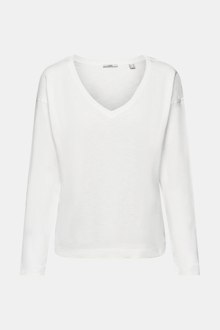 Pitkähihainen paita V-pääntiellä, OFF WHITE, detail image number 7