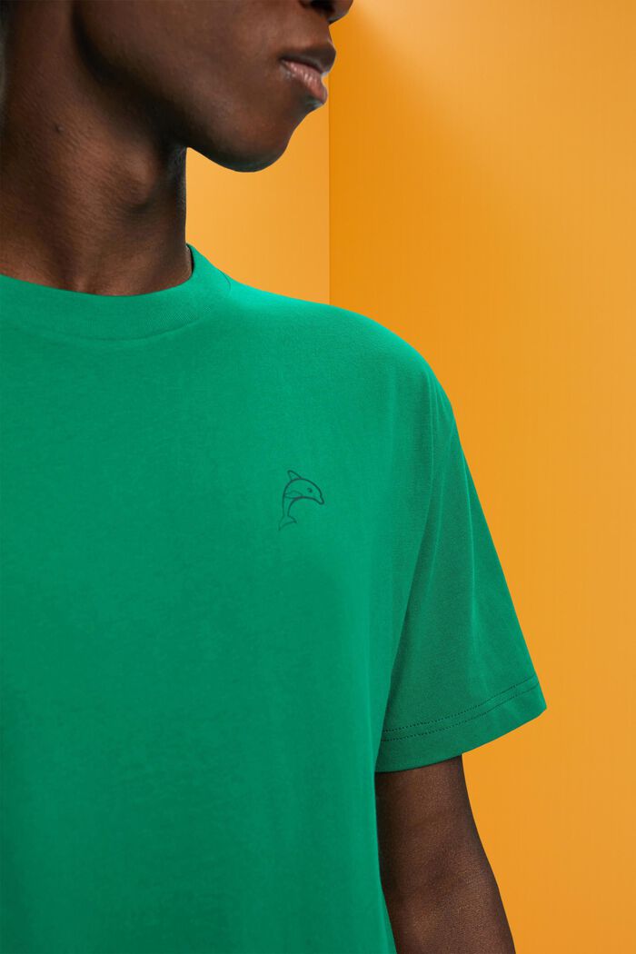 Puuvillainen t-paita delfiiniprintillä, GREEN, detail image number 2