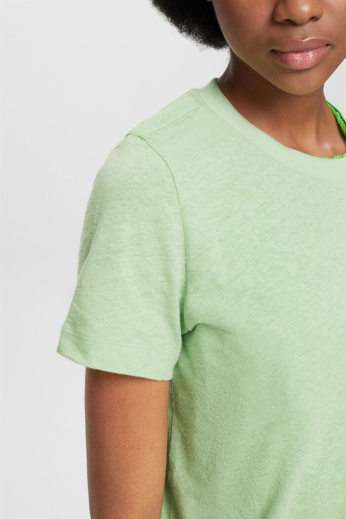 T-paita puuvilla-pellavasekoitetta, LIGHT GREEN, detail image number 3