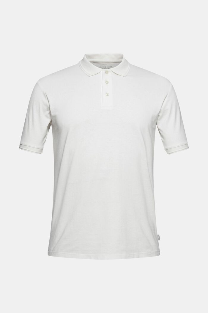 Pellavaa/luomupuuvillaa: kaulus-T-paita jerseytä, OFF WHITE, detail image number 0