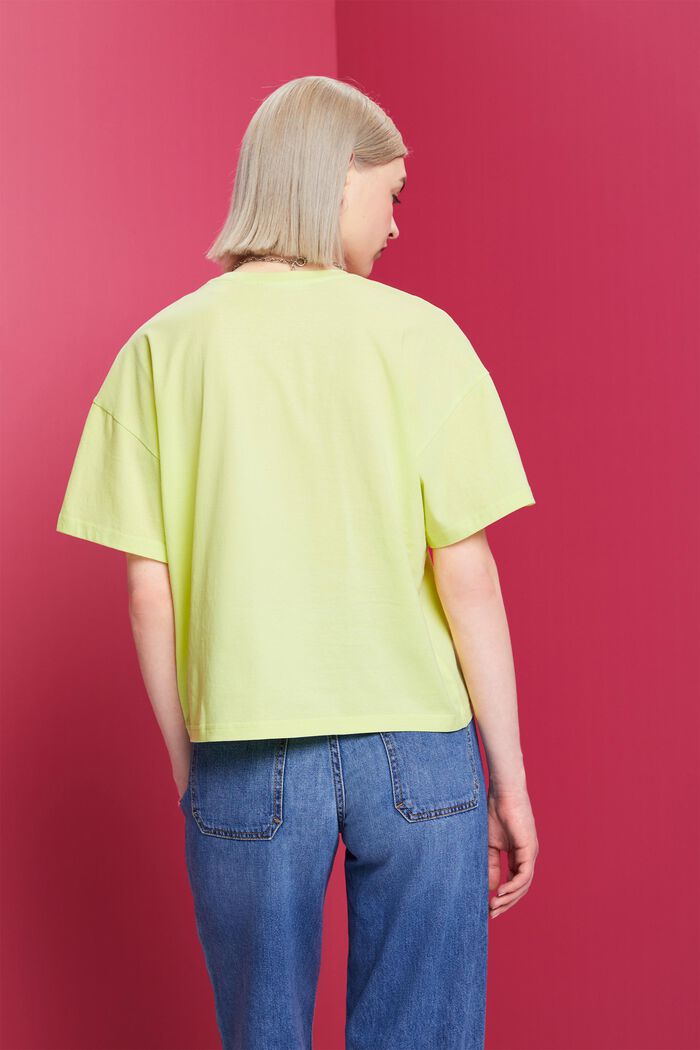 Vajaapituinen oversize-t-paita, 100 % puuvillaa, LIME YELLOW, detail image number 3