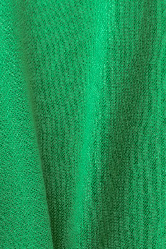 V-aukkoinen puuvillaneule, GREEN, detail image number 5