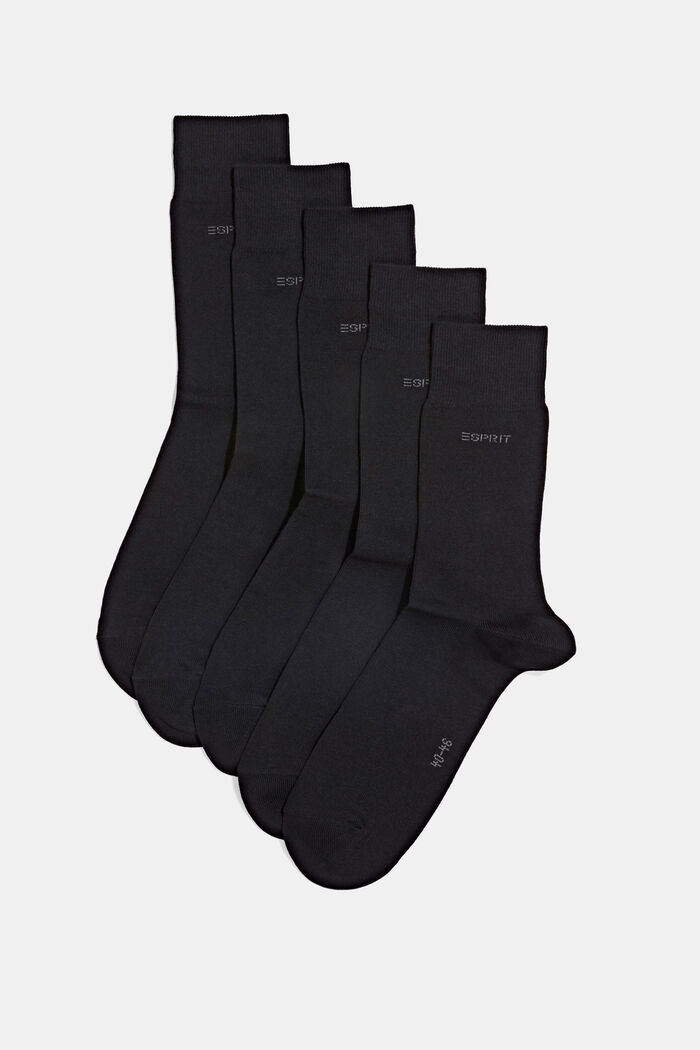 5 paria sukkia, luomupuuvillasekoitetta, BLACK, detail image number 0