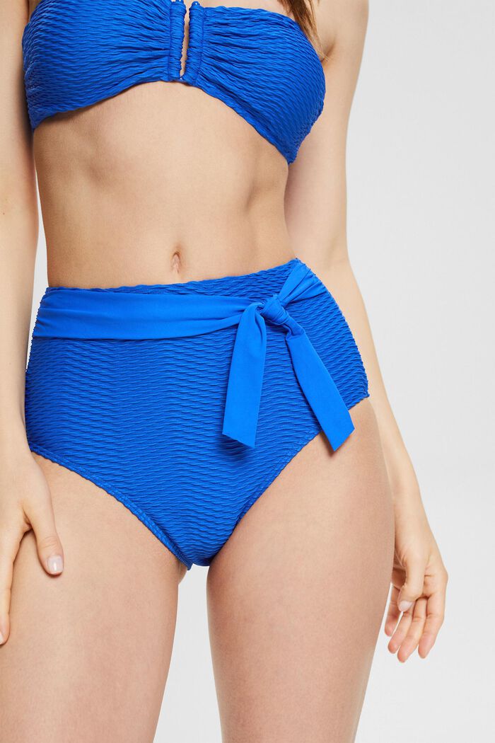 Korkeavyötäröiset bikinihousut, joissa kohoraidat , BRIGHT BLUE, detail image number 1