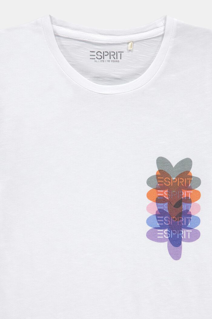 Meleerattu T-paita, jossa kukkapainatus, WHITE, detail image number 2