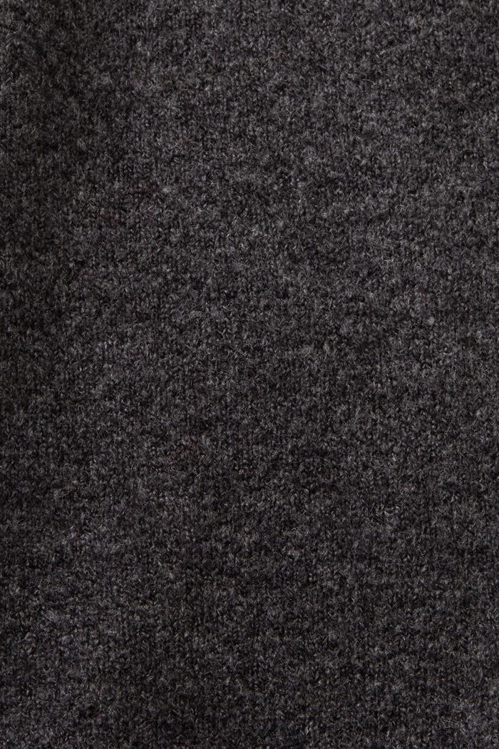 Napillinen, villasekoitteesta valmistettu neuletakki, jossa V-pääntie, ANTHRACITE, detail image number 5